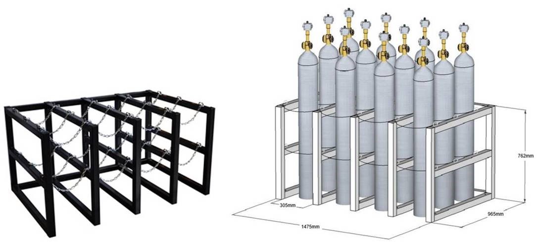 Gas Cylinder Rack (12 Cylinders) <br> H762 x W1472 x D965mm <br/> - Image 2